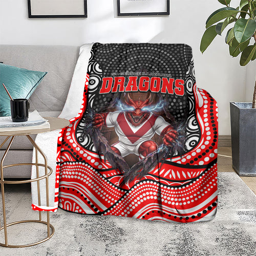 St George Illawarra Dragons Blanket The Scream of Lightning Eyes - Indigenous Dot Ripping Effect