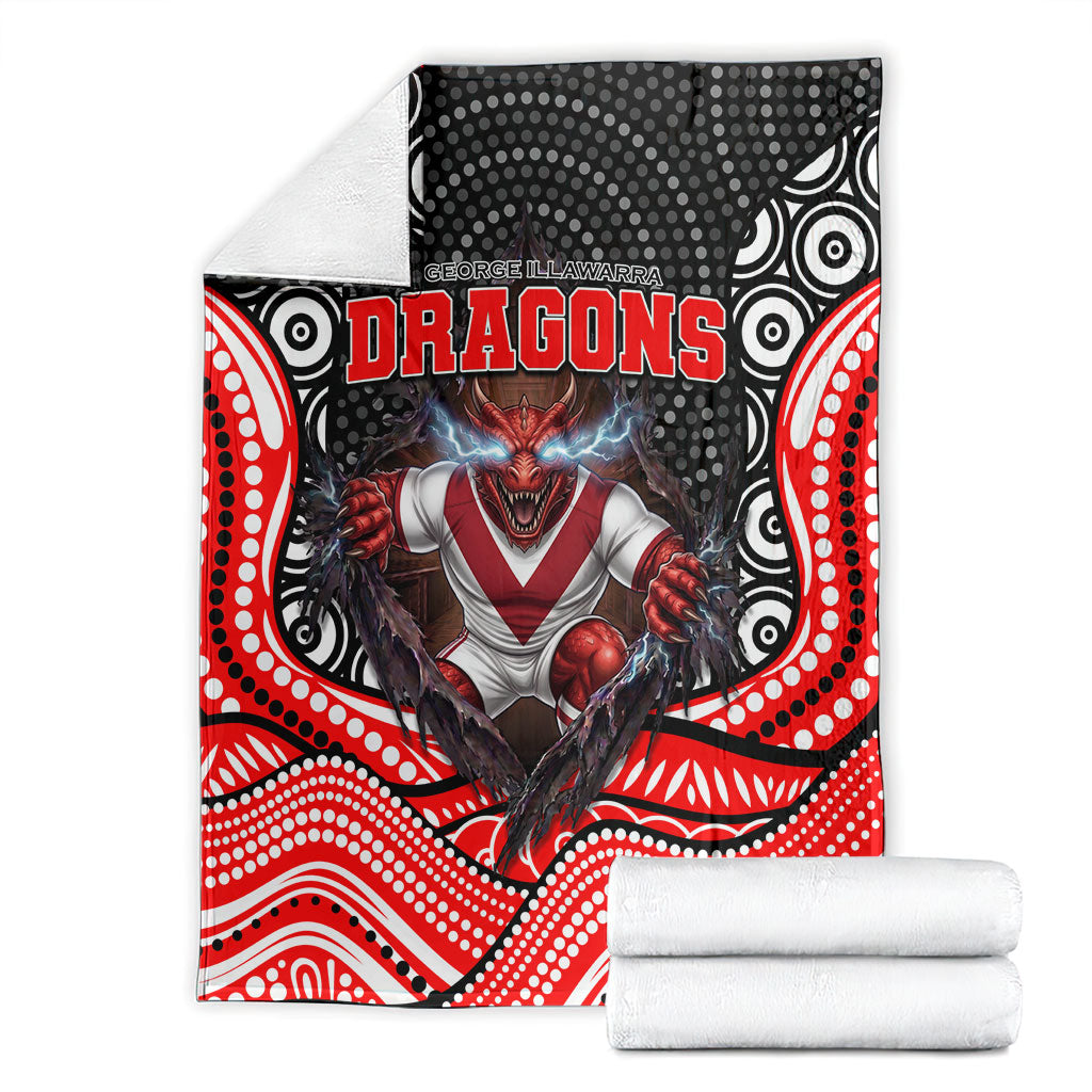 St George Illawarra Dragons Blanket The Scream of Lightning Eyes - Indigenous Dot Ripping Effect