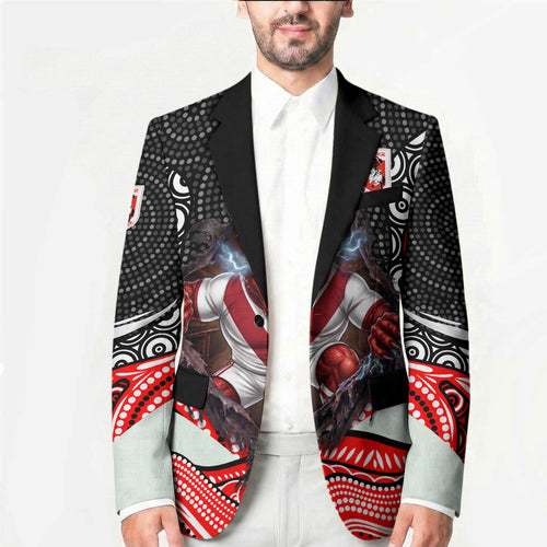St George Illawarra Dragons Blazer The Scream of Lightning Eyes - Indigenous Dot Ripping Effect