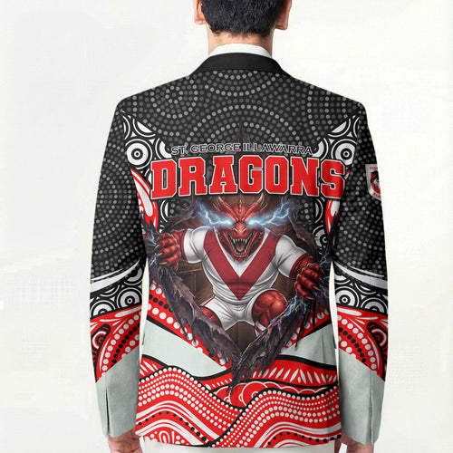 St George Illawarra Dragons Blazer The Scream of Lightning Eyes - Indigenous Dot Ripping Effect