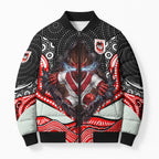 St George Illawarra Dragons Bomber Puffer Jacket The Scream of Lightning Eyes - Indigenous Dot Ripping Effect