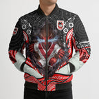 St George Illawarra Dragons Bomber Puffer Jacket The Scream of Lightning Eyes - Indigenous Dot Ripping Effect