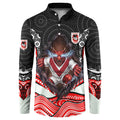 St George Illawarra Dragons Button Sweatshirt The Scream of Lightning Eyes - Indigenous Dot Ripping Effect