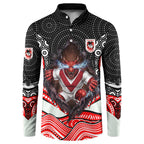 St George Illawarra Dragons Button Sweatshirt The Scream of Lightning Eyes - Indigenous Dot Ripping Effect