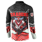 St George Illawarra Dragons Button Sweatshirt The Scream of Lightning Eyes - Indigenous Dot Ripping Effect