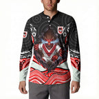 St George Illawarra Dragons Button Sweatshirt The Scream of Lightning Eyes - Indigenous Dot Ripping Effect