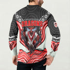 St George Illawarra Dragons Button Sweatshirt The Scream of Lightning Eyes - Indigenous Dot Ripping Effect