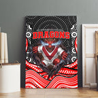 St George Illawarra Dragons Canvas Wall Art The Scream of Lightning Eyes - Indigenous Dot Ripping Effect