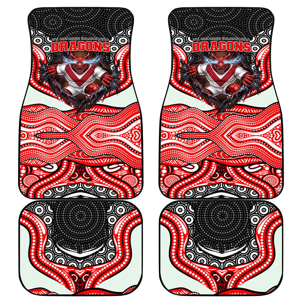 St George Illawarra Dragons Car Mats The Scream of Lightning Eyes - Indigenous Dot Ripping Effect