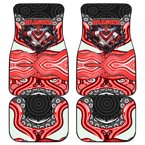 St George Illawarra Dragons Car Mats The Scream of Lightning Eyes - Indigenous Dot Ripping Effect