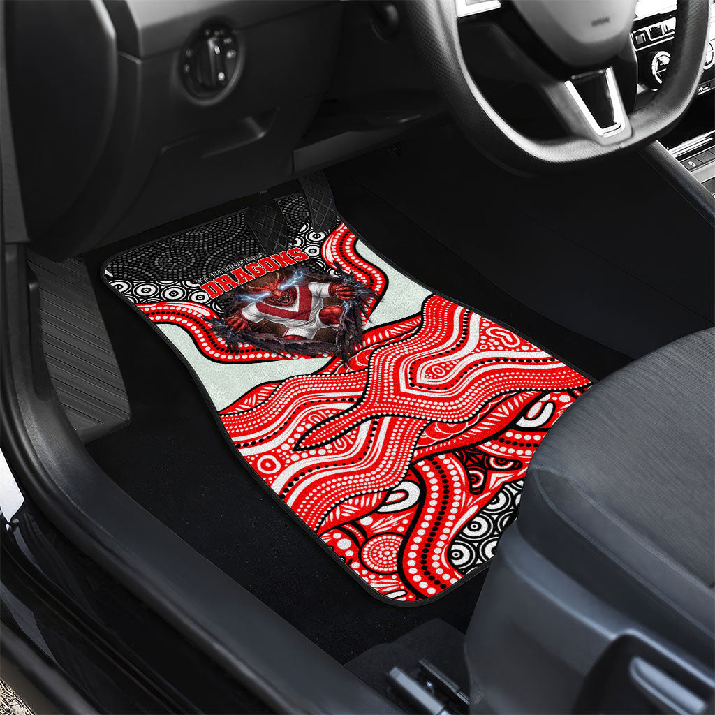 St George Illawarra Dragons Car Mats The Scream of Lightning Eyes - Indigenous Dot Ripping Effect
