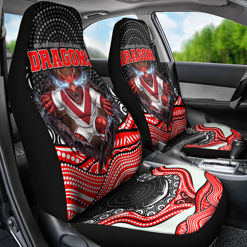 St George Illawarra Dragons Car Seat Cover The Scream of Lightning Eyes - Indigenous Dot Ripping Effect