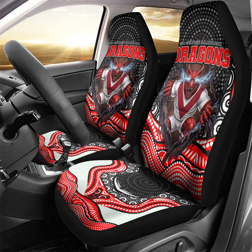 St George Illawarra Dragons Car Seat Cover The Scream of Lightning Eyes - Indigenous Dot Ripping Effect