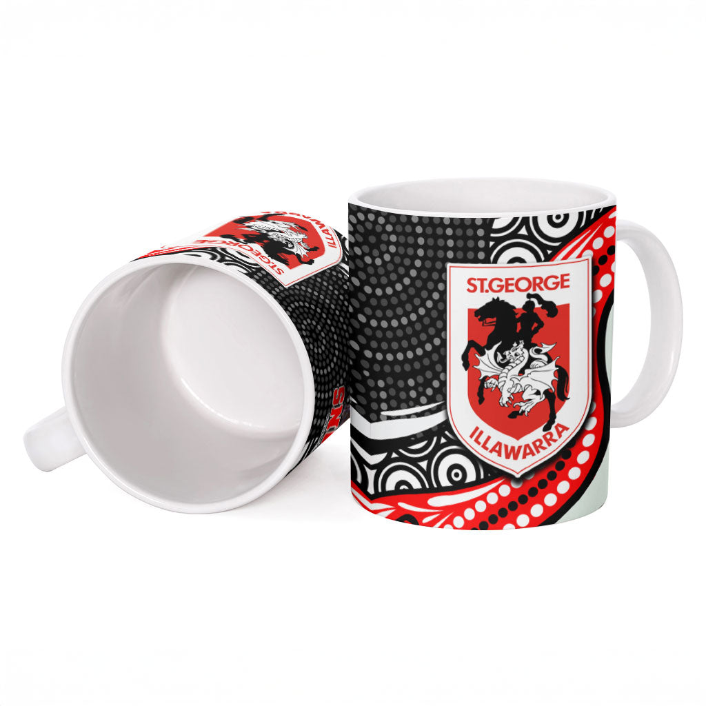 St George Illawarra Dragons Ceramic Mug The Scream of Lightning Eyes - Indigenous Dot Ripping Effect