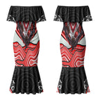 St George Illawarra Dragons Couples Matching Mermaid Dress and Hawaiian Shirt The Scream of Lightning Eyes - Indigenous Dot Ripping Effect
