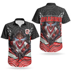 St George Illawarra Dragons Couples Matching Puletasi and Hawaiian Shirt The Scream of Lightning Eyes - Indigenous Dot Ripping Effect