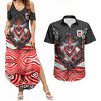 St George Illawarra Dragons Couples Matching Summer Maxi Dress and Hawaiian Shirt The Scream of Lightning Eyes - Indigenous Dot Ripping Effect