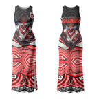 St George Illawarra Dragons Couples Matching Tank Maxi Dress and Long Sleeve Button Shirt The Scream of Lightning Eyes - Indigenous Dot Ripping Effect