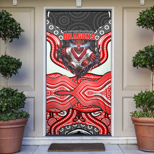 St George Illawarra Dragons Door Cover The Scream of Lightning Eyes - Indigenous Dot Ripping Effect