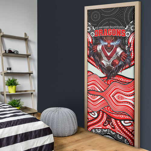 St George Illawarra Dragons Door Cover The Scream of Lightning Eyes - Indigenous Dot Ripping Effect