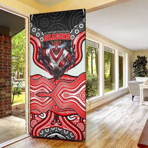 St George Illawarra Dragons Door Cover The Scream of Lightning Eyes - Indigenous Dot Ripping Effect