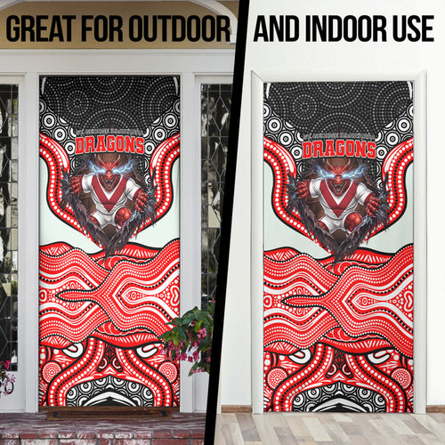 St George Illawarra Dragons Door Cover The Scream of Lightning Eyes - Indigenous Dot Ripping Effect