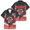 St George Illawarra Dragons Family Matching Off Shoulder Short Dress and Hawaiian Shirt The Scream of Lightning Eyes - Indigenous Dot Ripping Effect