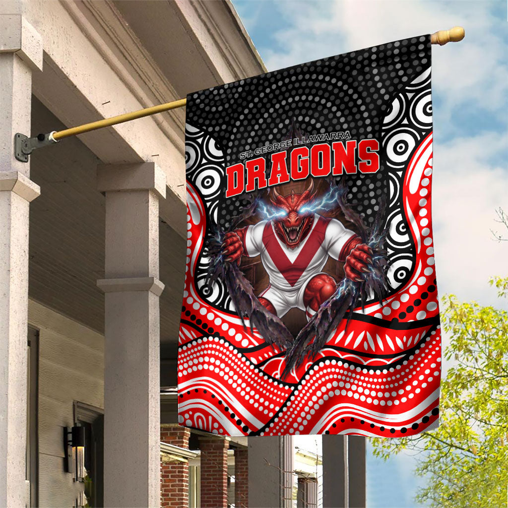 St George Illawarra Dragons Garden Flag The Scream of Lightning Eyes - Indigenous Dot Ripping Effect