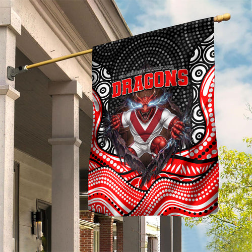 St George Illawarra Dragons Garden Flag The Scream of Lightning Eyes - Indigenous Dot Ripping Effect