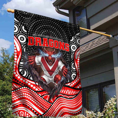 St George Illawarra Dragons Garden Flag The Scream of Lightning Eyes - Indigenous Dot Ripping Effect