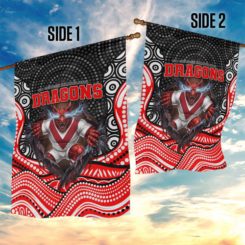 St George Illawarra Dragons Garden Flag The Scream of Lightning Eyes - Indigenous Dot Ripping Effect
