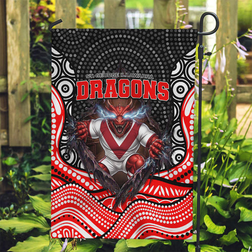 St George Illawarra Dragons Garden Flag The Scream of Lightning Eyes - Indigenous Dot Ripping Effect