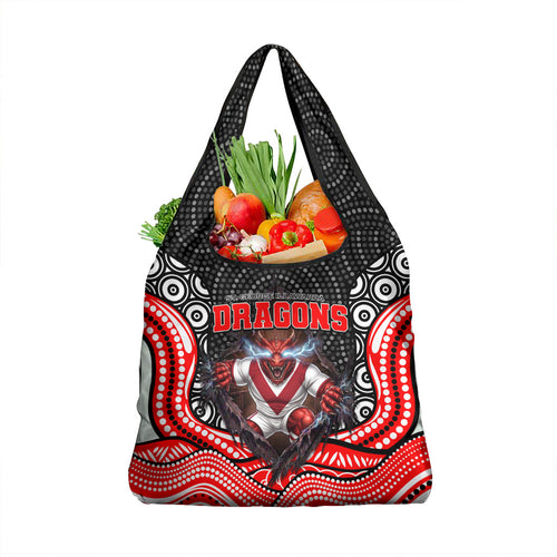 St George Illawarra Dragons Grocery Bag The Scream of Lightning Eyes - Indigenous Dot Ripping Effect