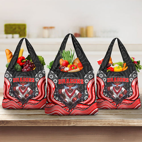 St George Illawarra Dragons Grocery Bag The Scream of Lightning Eyes - Indigenous Dot Ripping Effect
