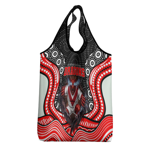 St George Illawarra Dragons Grocery Bag The Scream of Lightning Eyes - Indigenous Dot Ripping Effect