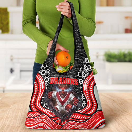 St George Illawarra Dragons Grocery Bag The Scream of Lightning Eyes - Indigenous Dot Ripping Effect