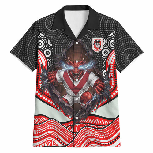 St George Illawarra Dragons Hawaiian Shirt The Scream of Lightning Eyes - Indigenous Dot Ripping Effect