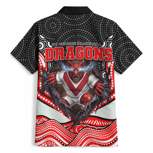 St George Illawarra Dragons Hawaiian Shirt The Scream of Lightning Eyes - Indigenous Dot Ripping Effect