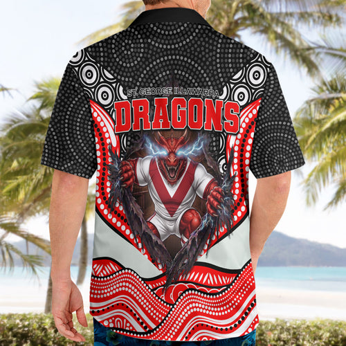 St George Illawarra Dragons Hawaiian Shirt The Scream of Lightning Eyes - Indigenous Dot Ripping Effect