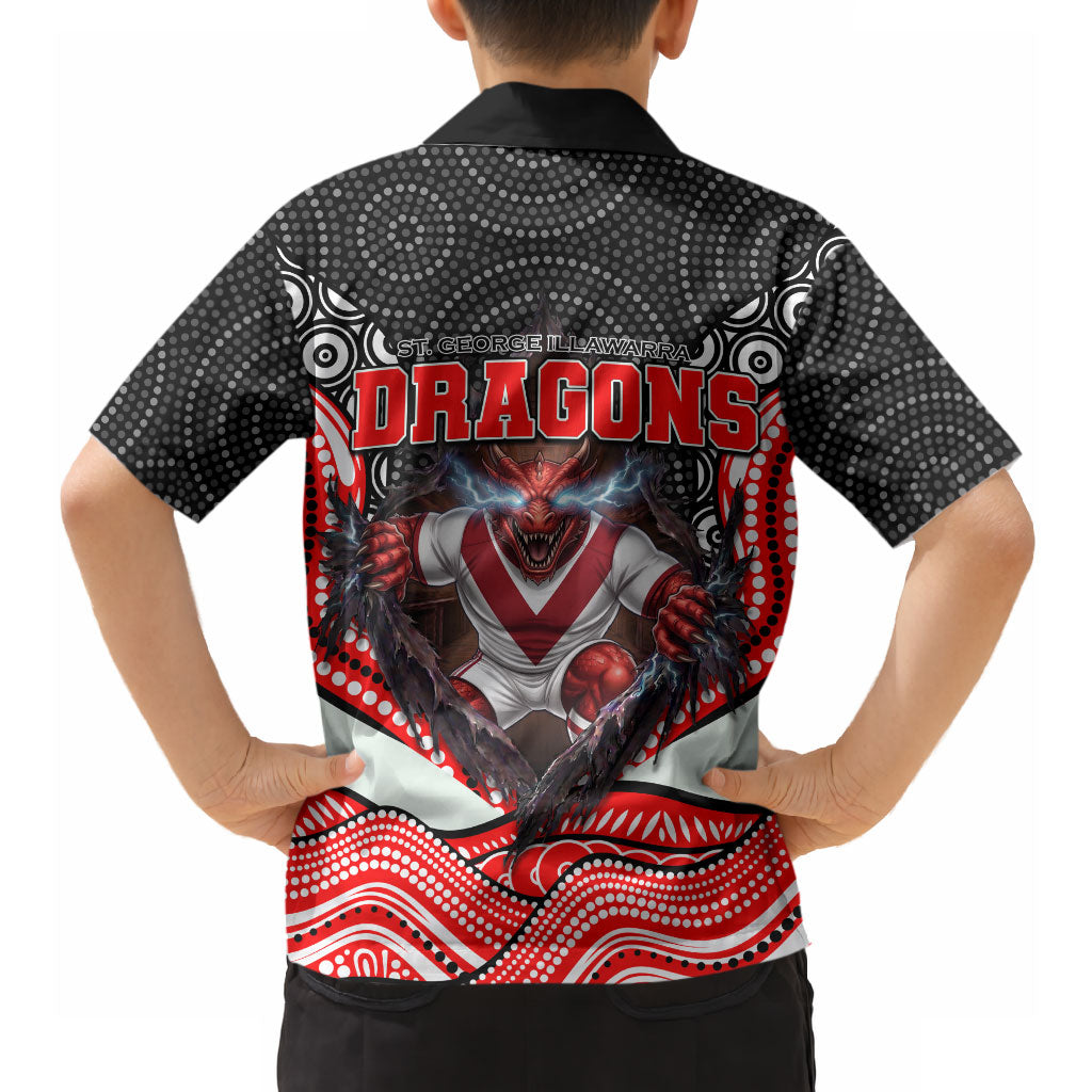 St George Illawarra Dragons Hawaiian Shirt The Scream of Lightning Eyes - Indigenous Dot Ripping Effect