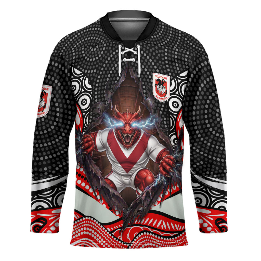 St George Illawarra Dragons Hockey Jersey The Scream of Lightning Eyes - Indigenous Dot Ripping Effect