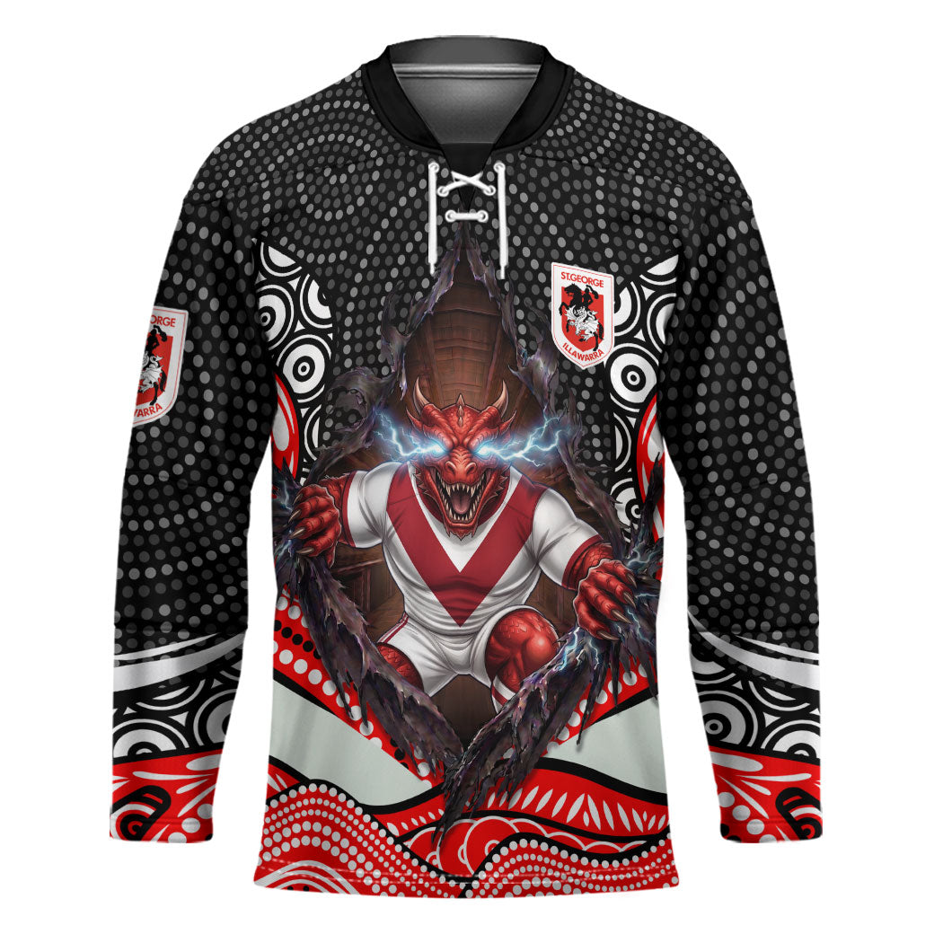 St George Illawarra Dragons Hockey Jersey The Scream of Lightning Eyes - Indigenous Dot Ripping Effect