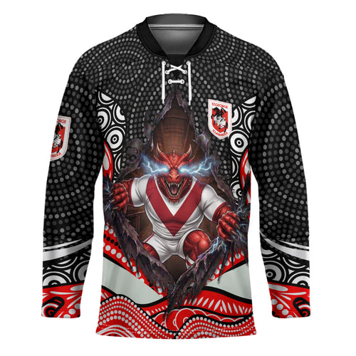 St George Illawarra Dragons Hockey Jersey The Scream of Lightning Eyes - Indigenous Dot Ripping Effect