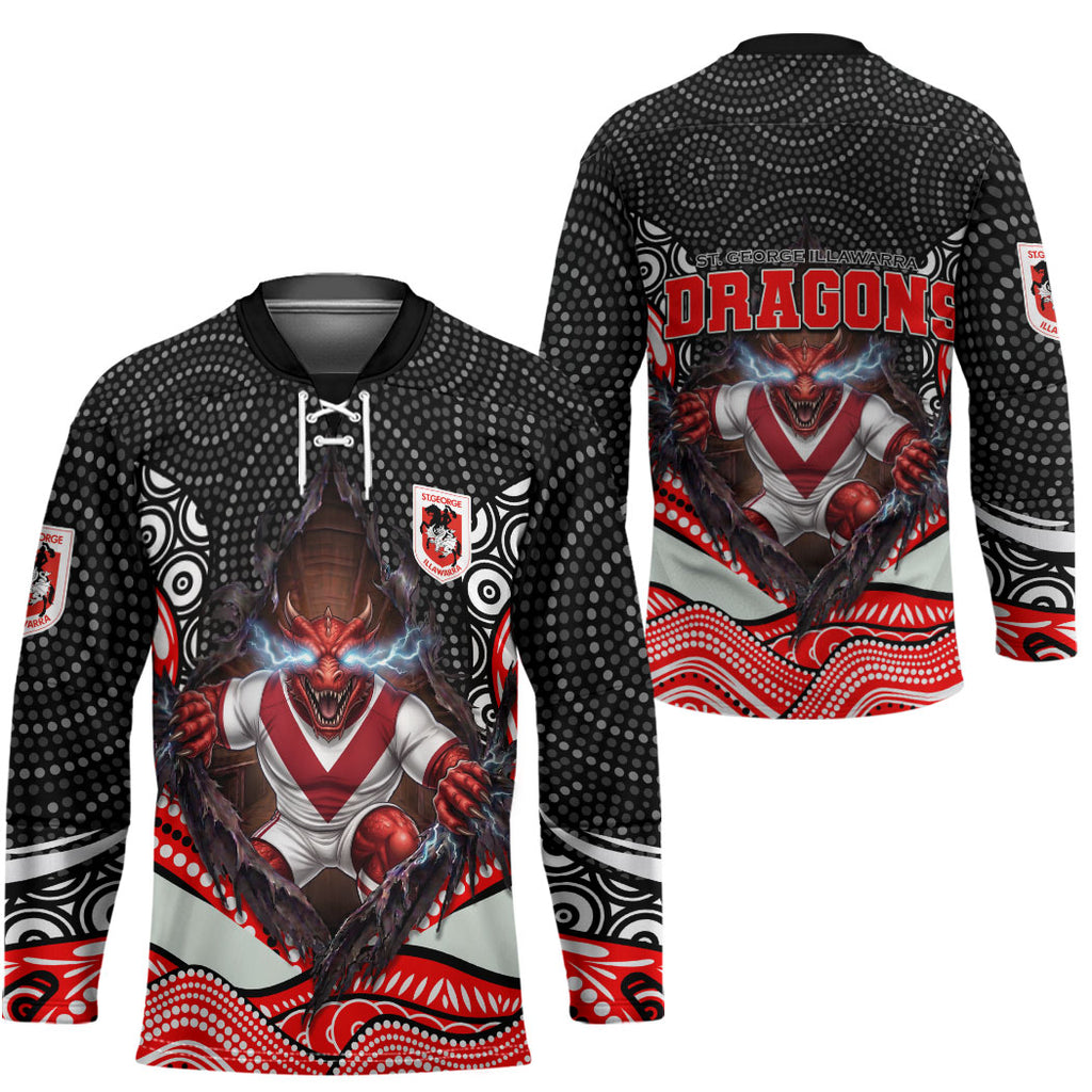 St George Illawarra Dragons Hockey Jersey The Scream of Lightning Eyes - Indigenous Dot Ripping Effect