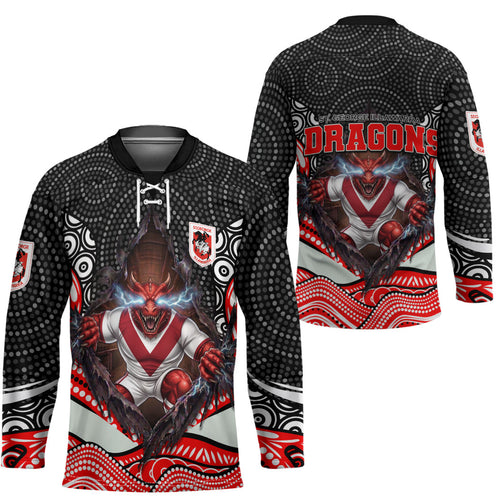 St George Illawarra Dragons Hockey Jersey The Scream of Lightning Eyes - Indigenous Dot Ripping Effect