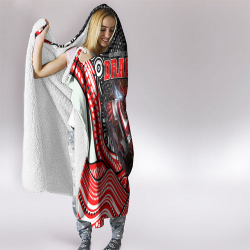 St George Illawarra Dragons Hooded Blanket The Scream of Lightning Eyes - Indigenous Dot Ripping Effect