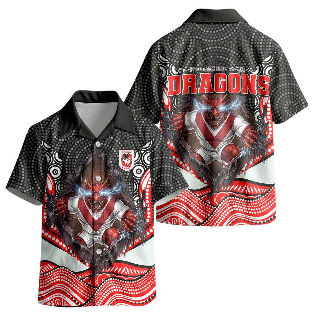 St George Illawarra Dragons Kid Hawaiian Shirt The Scream of Lightning Eyes - Indigenous Dot Ripping Effect