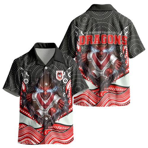 St George Illawarra Dragons Kid Hawaiian Shirt The Scream of Lightning Eyes - Indigenous Dot Ripping Effect