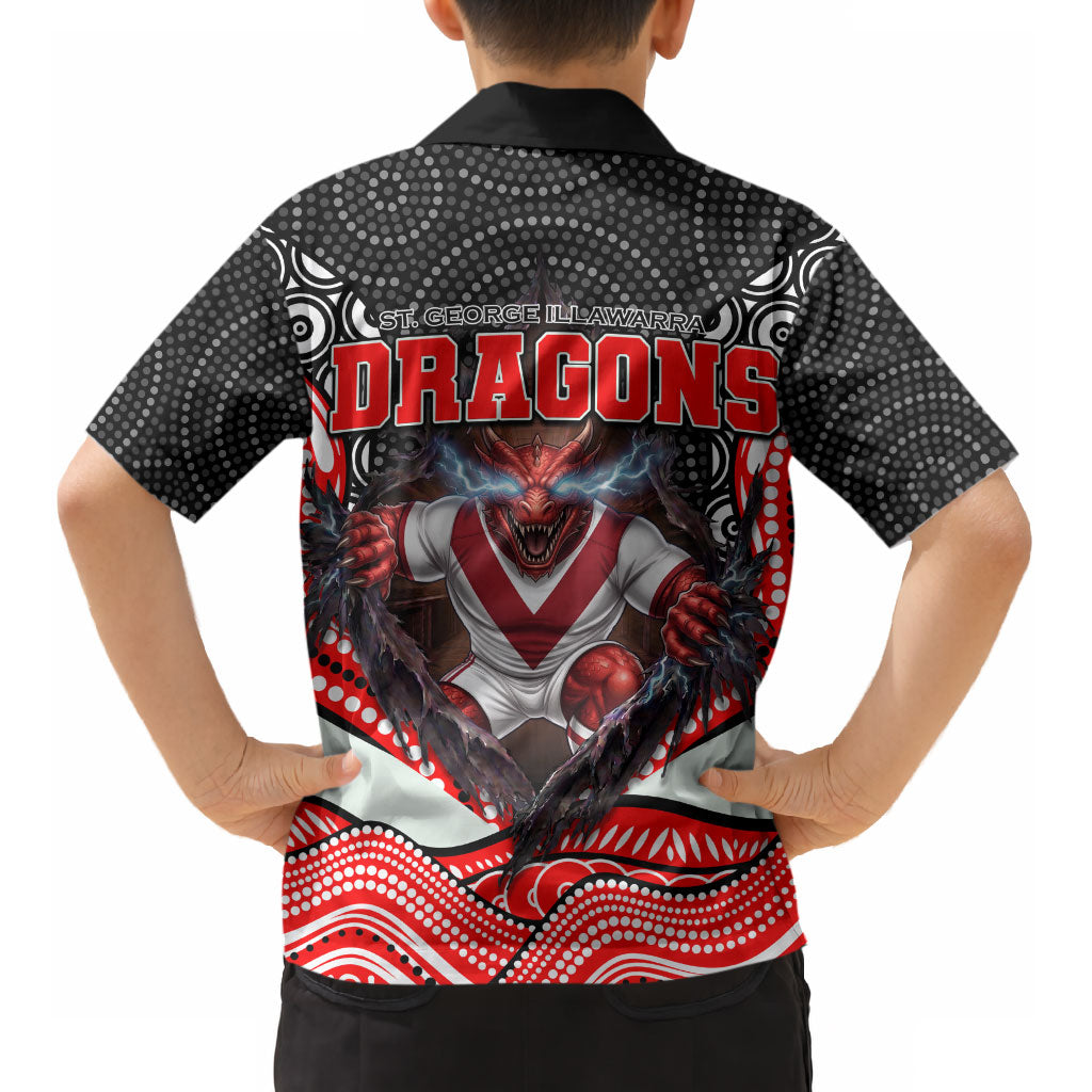 St George Illawarra Dragons Kid Hawaiian Shirt The Scream of Lightning Eyes - Indigenous Dot Ripping Effect