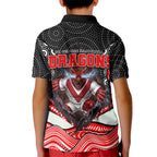St George Illawarra Dragons Kid Polo Shirt The Scream of Lightning Eyes - Indigenous Dot Ripping Effect